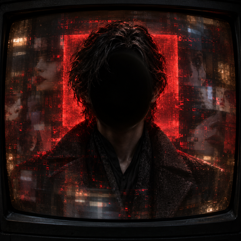 Daemon in Red*Door by Tom Kane Faceless figure called Daemon appears inside a red-lit screen
