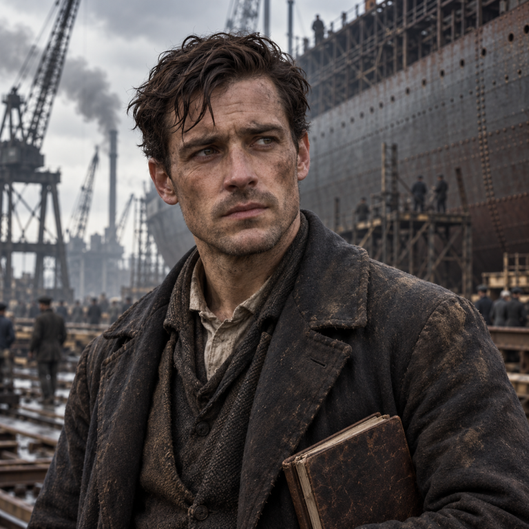 Jack Billings /William Harker Portrait of Jack Billings holding a ledger at the Belfast shipyard