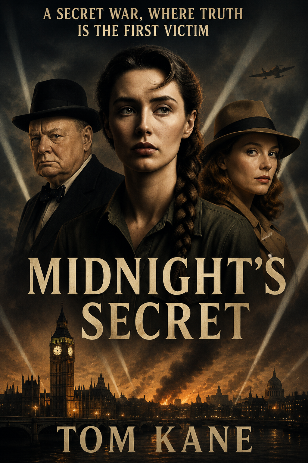 Book cover featuring a woman in focus with two shadowy figures behind her, set in a dark, dramatic style.