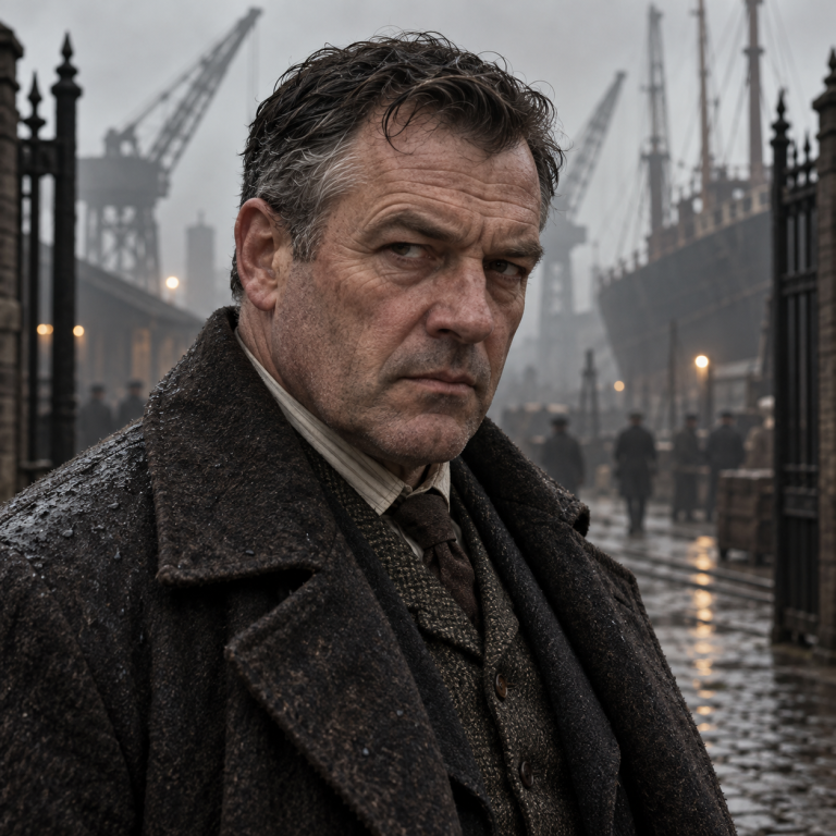 Graves Portrait of Graves at the misty shipyard gates